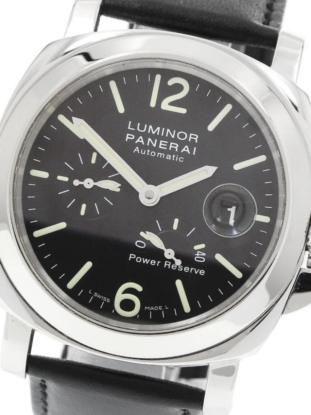 PANERAI Luminor PAM00090 Power reserve date Black Dial Automatic Men's _956998